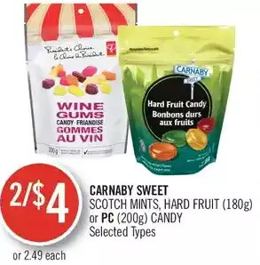 Shoppers Drug Mart Carnaby sweet scotch mints, hard fruit or pc candy offer