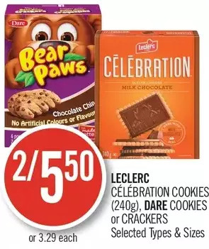 Shoppers Drug Mart Leclerc célébration cookies, dare cookies or crackers offer