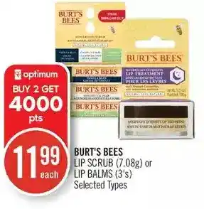 Shoppers Drug Mart Burt's bees lip scrub or lip balms offer