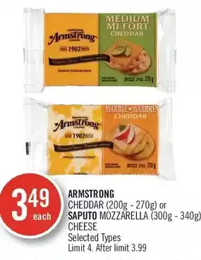 Shoppers Drug Mart Armstrong cheddar or saputo mozzarella cheese offer