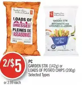 Shoppers Drug Mart Pc garden stix or loads of potato chips offer