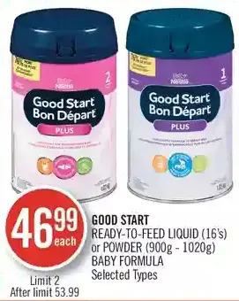 Shoppers Drug Mart Good start ready-to-feed liquid or powder baby formula offer
