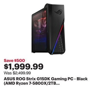 Best Buy Asus rog strix g15dk gaming pc - black (amd ryzen 7-5800x/2tb hdd/512gb ssd/16gb ram/geforce rtx 3070) offer