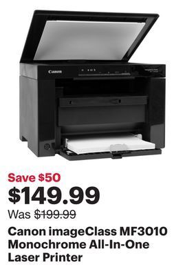 Best Buy Canon imageclass mf3010 monochrome all-in-one laser printer offer