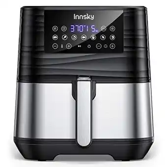 Amazon Innsky air fryer xl 5.8qt, 【2022 upgraded】 11 in 1 oilless hot air fryers oven, easy one touch screen with preheat & delay st offer