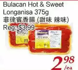 Tone Tai Supermarket Bulacan hot & sweet longanisa offer