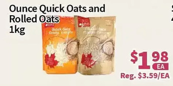Blue Sky Supermarket Ounce quick oats and rolled oats offer