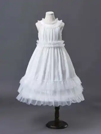 SheIn Girls contrast mesh ruffle trim party dress offer