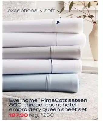 Bed Bath & Beyond Everhome™ pimacott® sateen 800-thread-count hotel embroidery queen sheet set offer