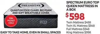 Tepperman's Spectrum Euro Top Queen Mattress in a Box offer