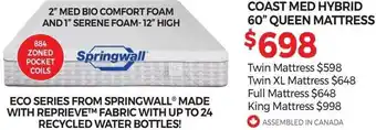 Tepperman's Coast Med Hybrid 60" Queen Mattress offer