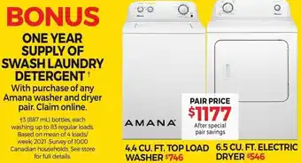 Tepperman's 4.4 Cu. Ft. Top Load Washer or 6.5 Cu. Ft. Electric Dryer Pair Price offer