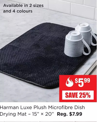Kitchen Stuff Plus Harman luxe plush microfibre dish drying mat - 15" x 20" offer