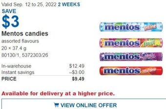 Costco Mentos Candies offer