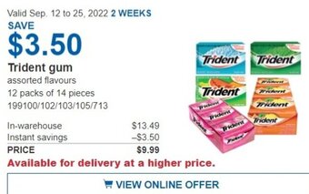 Costco Trident Gum offer