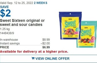 Costco Sweet Sixteen Original or Sweet and Sour Candies 1.25 kg offer