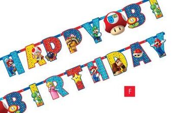 Party City Nintendo super mario brothers personalized jumbo letter banner kit offer