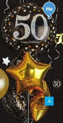 Party City Sparkling celebration 50th birthday balloon bouquet, 5-pc offer