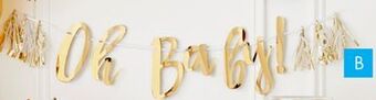 Party City Oh baby foil banner with tassel, white/gold offer
