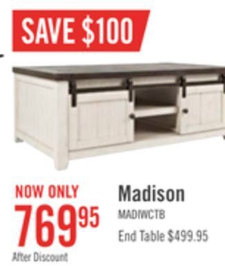 The Brick Madison barn door coffee table white offer