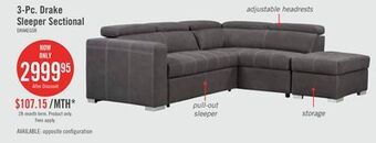 The Brick Drake 3-piece faux suede right-facing sleeper sectional - cement offer
