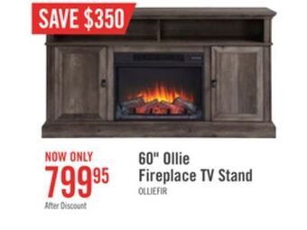 The Brick Ollie 60" tv stand with log fireplace offer