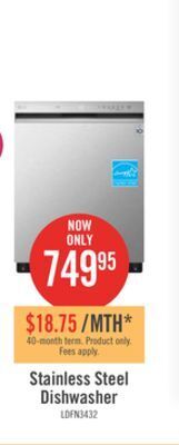 The Brick Lg 24" front control built-in dishwasher with quadwash® - ldfn3432t offer