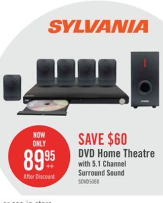 The Brick Sylvania dvd home theatre system with 5.1 ch surround sound - sdvd5060 offer