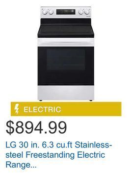 Costco Lg 30 in. 6.3 cu.ft stainless-steel freestanding electric range with easyclean technology offer