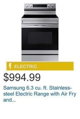 Costco Samsung 6.3 cu. ft. stainless-steel electric range with air fry and built-in wi-fi offer