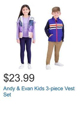 Costco Andy & evan kids 3-piece vest set offer
