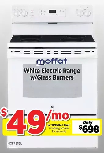 Surplus Furniture Moffat white 30" electric range with glass burners offer