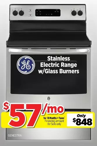 Surplus Furniture Ge stainless steel 30" electric range offer