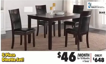 Surplus Furniture Nellie espresso 5-piece dinette set offer