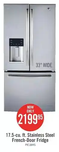 The Brick Ge profile 17.5 cu. ft. counter-depth french-door refrigerator - pye18hyrkfs offer