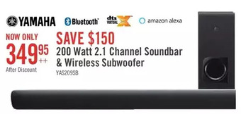 The Brick Yamaha yas-209 soundbar and wireless subwoofer with bluetooth and dts virtual:x offer