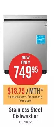 The Brick Lg 24" front control built-in dishwasher with quadwash® - ldfn3432t offer