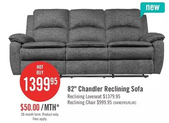 The Brick Chandler chenille reclining sofa | loveseat | chair offer