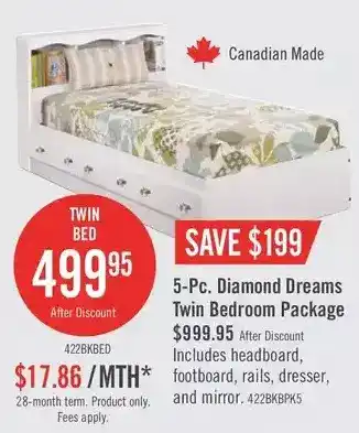 The Brick Diamond dreams twin matesbed with bookcase headboard | 5-pc. twin bedroom package offer