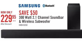 The Brick Samsung 300 w 2.1-channel soundbar with wireless subwoofer - hw-b450/zc offer
