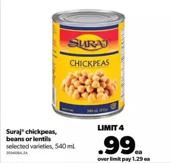 Real Canadian Superstore Suraj chickpeas, beans or lentils offer