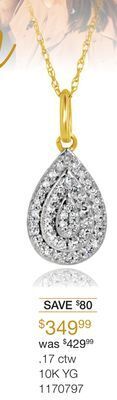 Charm Diamond 10k yellow gold 0.17ctw bouquet pear pendant offer