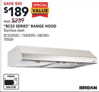 Lowe's Broan "bcs3 series" range hood offer