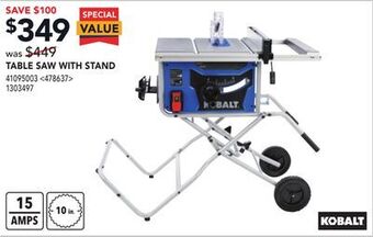 Lowe's Kobalt table saw with stand offer