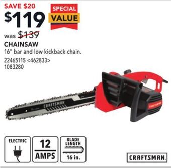 Lowe's Craftsman chainsaw offer
