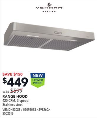 Lowe's Venmar range hood offer