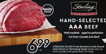 Sobeys Sterling silver fresh boneless inside round oven roast or marinating steak offer