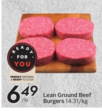Sobeys Lean ground beef burgers offer