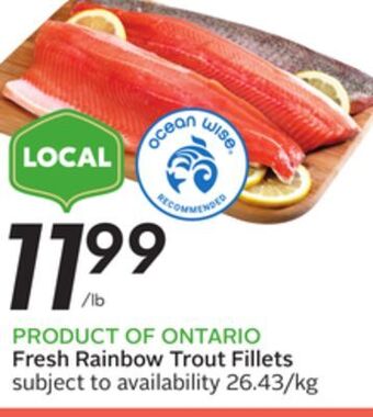 Sobeys Fresh rainbow trout fillets offer