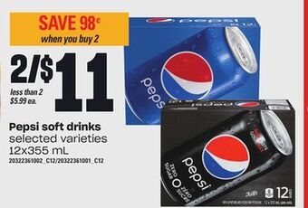 Loblaws Pepsi soft drinks, 12x355 ml offer